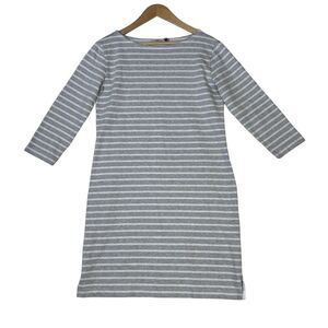 Vineyard Vines Dress Sz S Shirt Gray White Striped Cotton 3/4 Sleeves‎